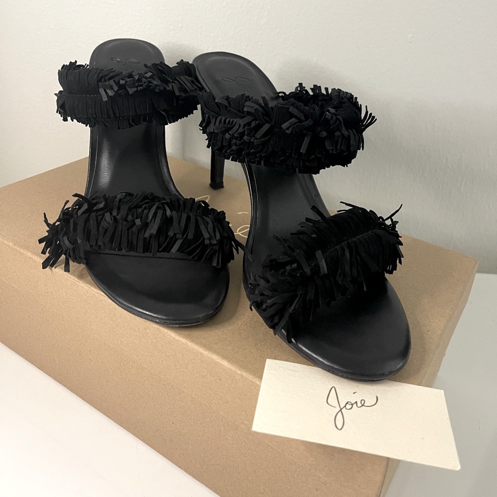 Joie Designer Poppi heels with black fringes. Size 41 / US 11